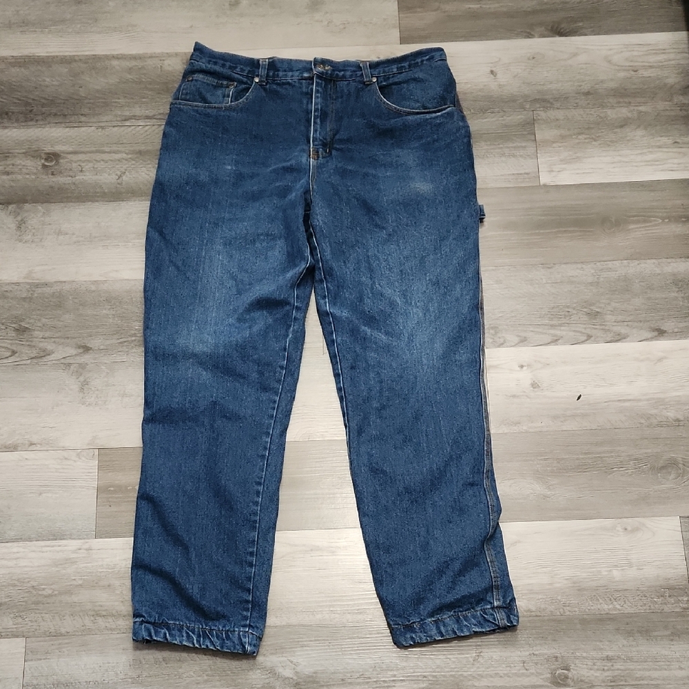 Boston Traders Insulated Carpenter Style Blue Denim Work Jeans Mens Size 36 x 31